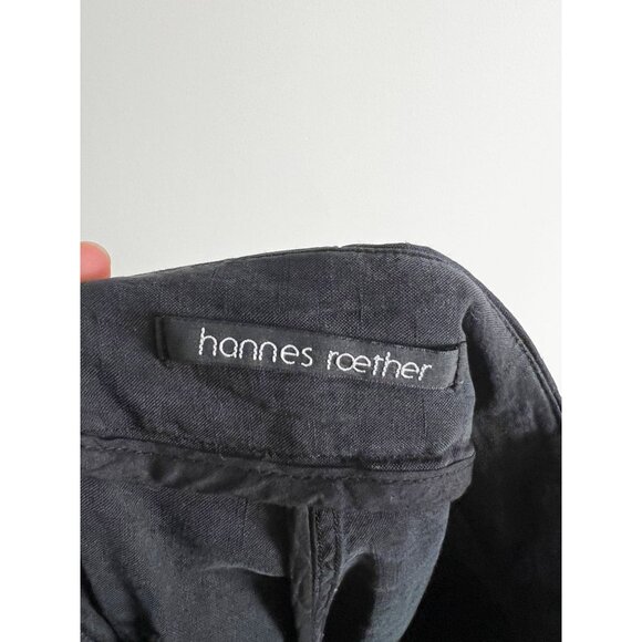 HANNES ROETHER Linen Silk Wide Leg Pants Sz XS 2 Black Minimal Capsule Sustainab - Picture 8 of 10